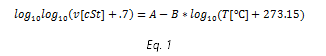 Equation calculating Kinematic Viscosity Equation calculating Kinematic Viscosity