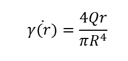 Shear rate as a fuction of radius