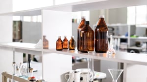 Viscosity Standards Banner - Unlabeled Brown Glass Bottles